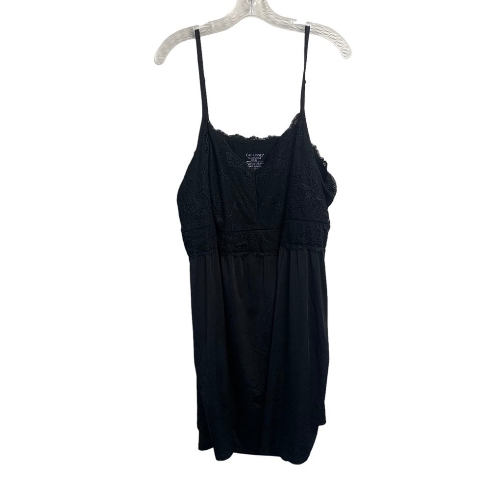 Catherines Sleepwear Chemise Women's Plus‎ Size 3X Black Lace Trim - Picture 5 of 5